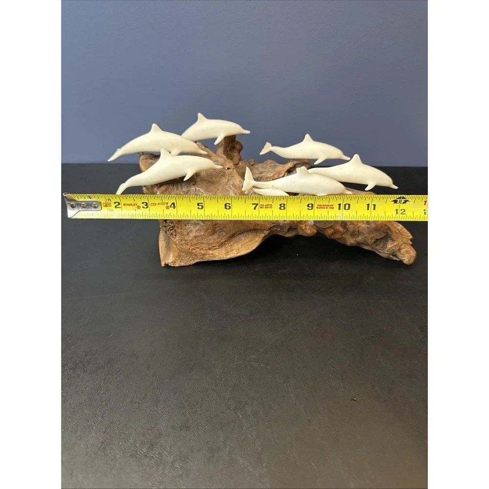 John Perry Pod Of‎ 7 Dolphins On Wood.